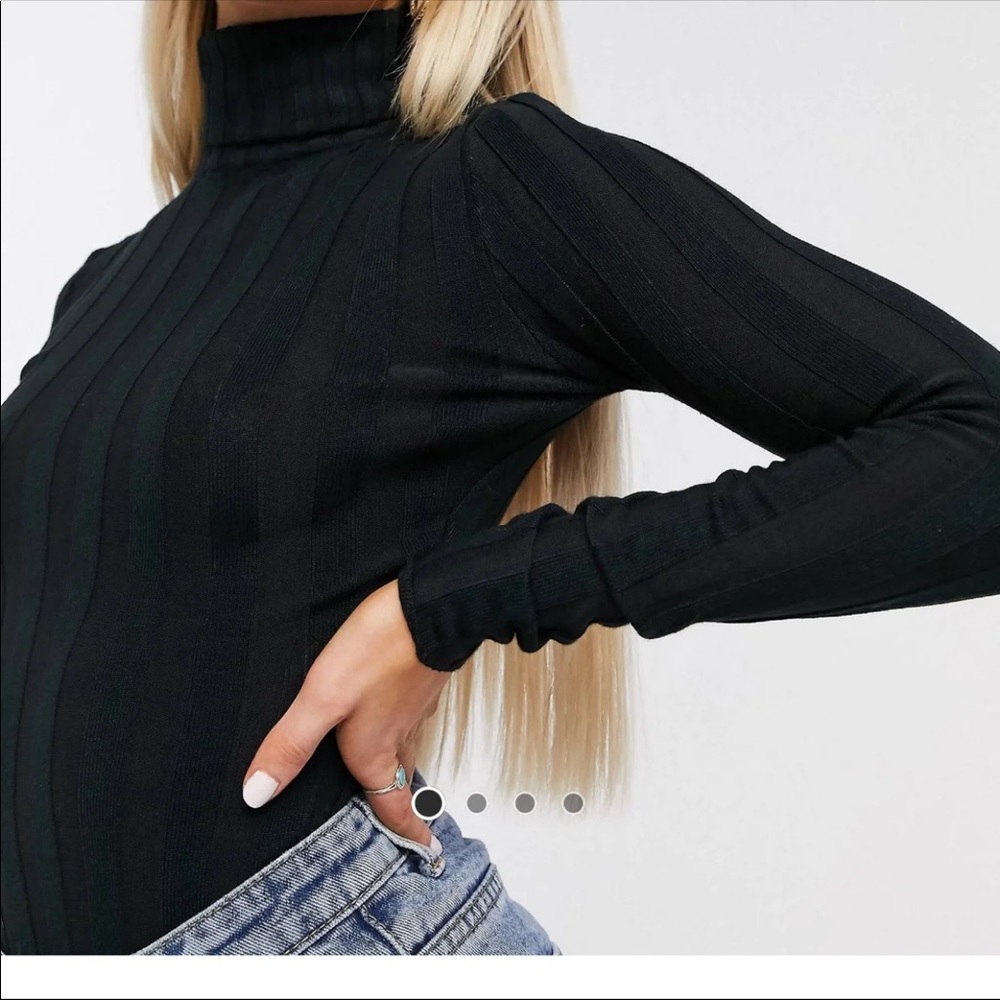 nwt ASOS Black ribbed knit sweater bodysuit - Picture 12 of 12
